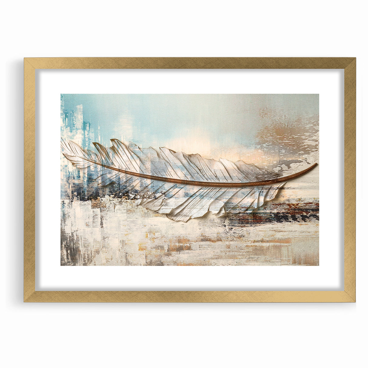 Modern Feather Abstract Art on Canvas