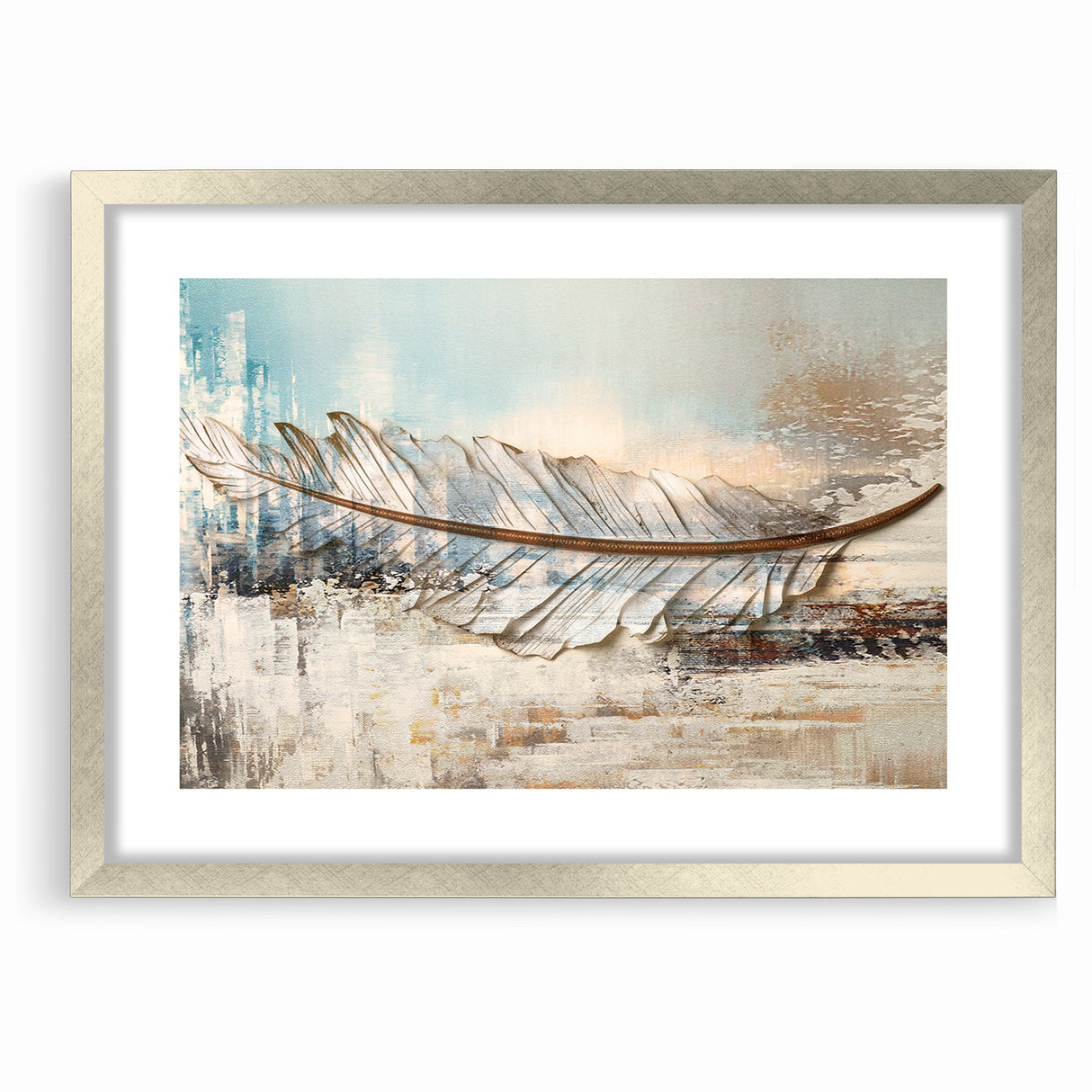 Modern Feather Abstract Art on Canvas
