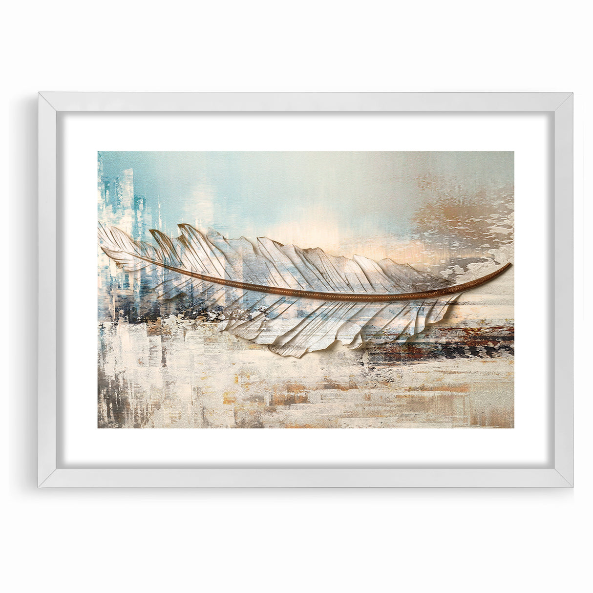 Modern Feather Abstract Art on Canvas