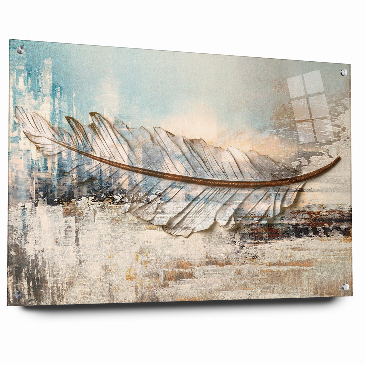 Modern Feather Abstract Art on Canvas