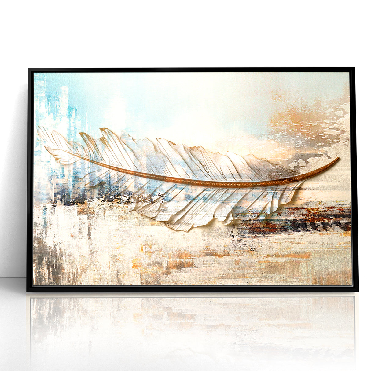 Modern Feather Abstract Art on Canvas