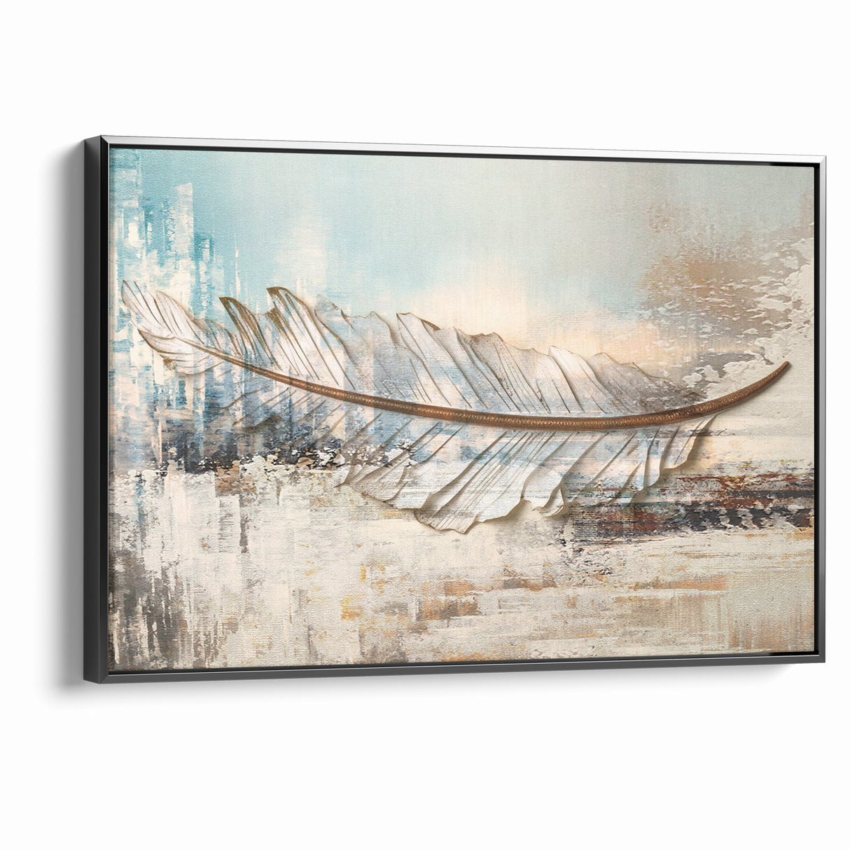 Modern Feather Abstract Art on Canvas