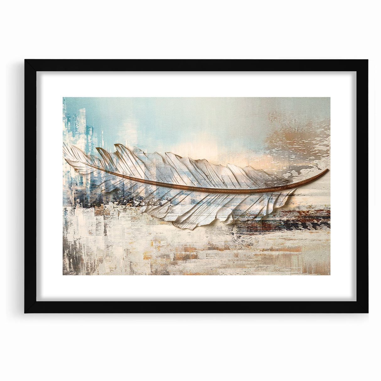Modern Feather Abstract Art on Canvas