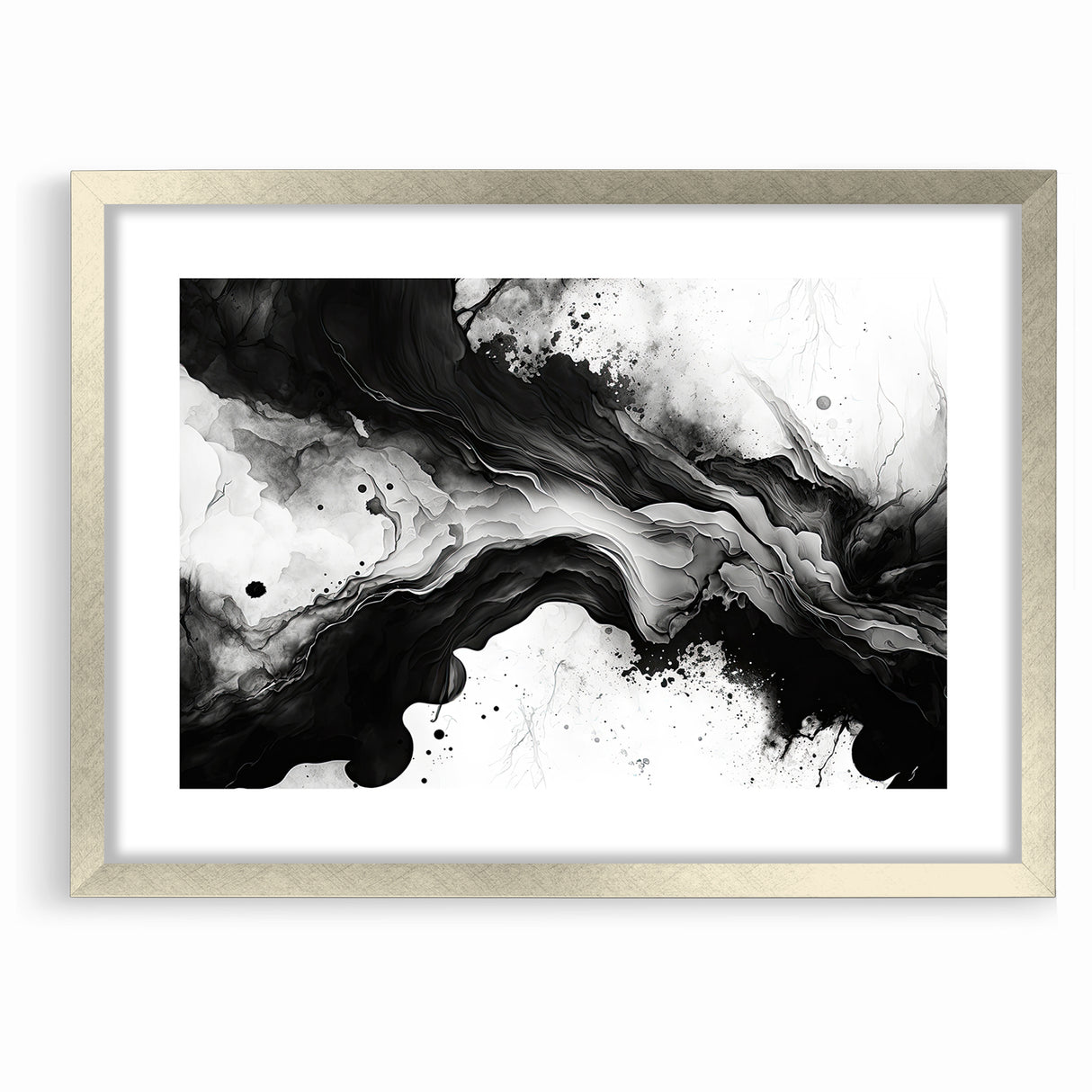 Flowing Black and White Abstract Art | Monochrome Canvas Design