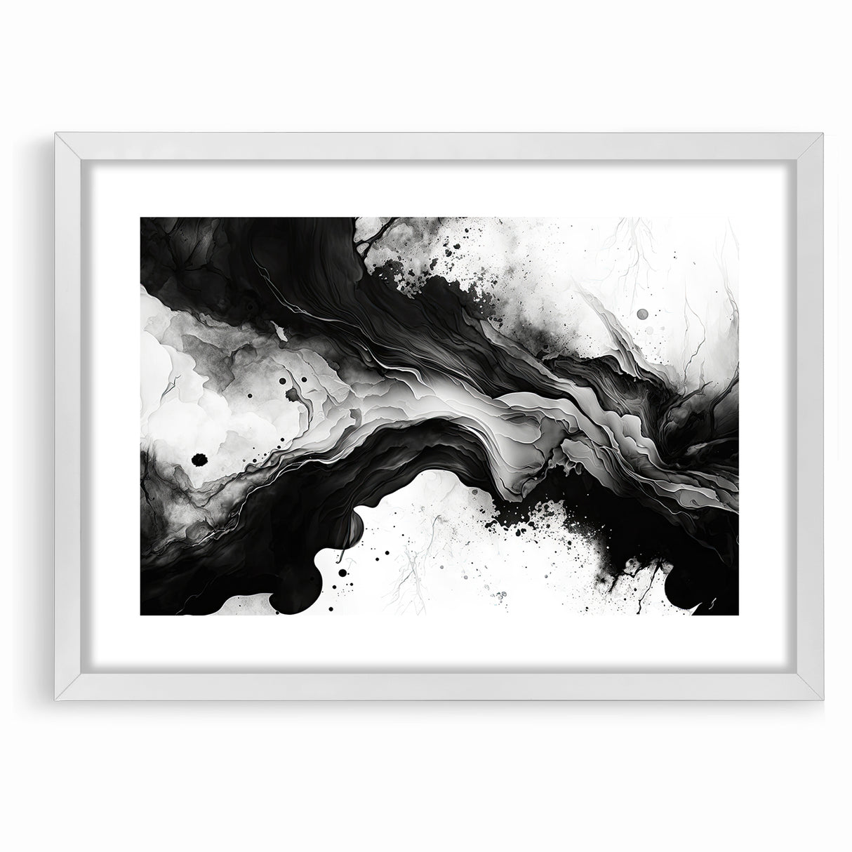 Flowing Black and White Abstract Art | Monochrome Canvas Design