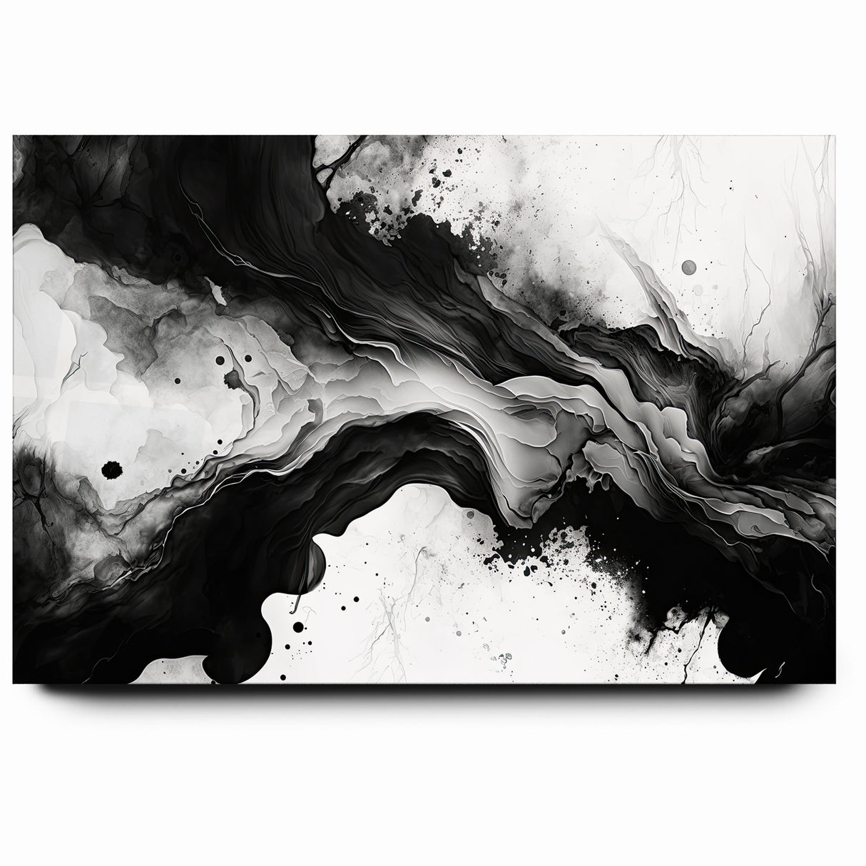 Flowing Black and White Abstract Art | Monochrome Canvas Design