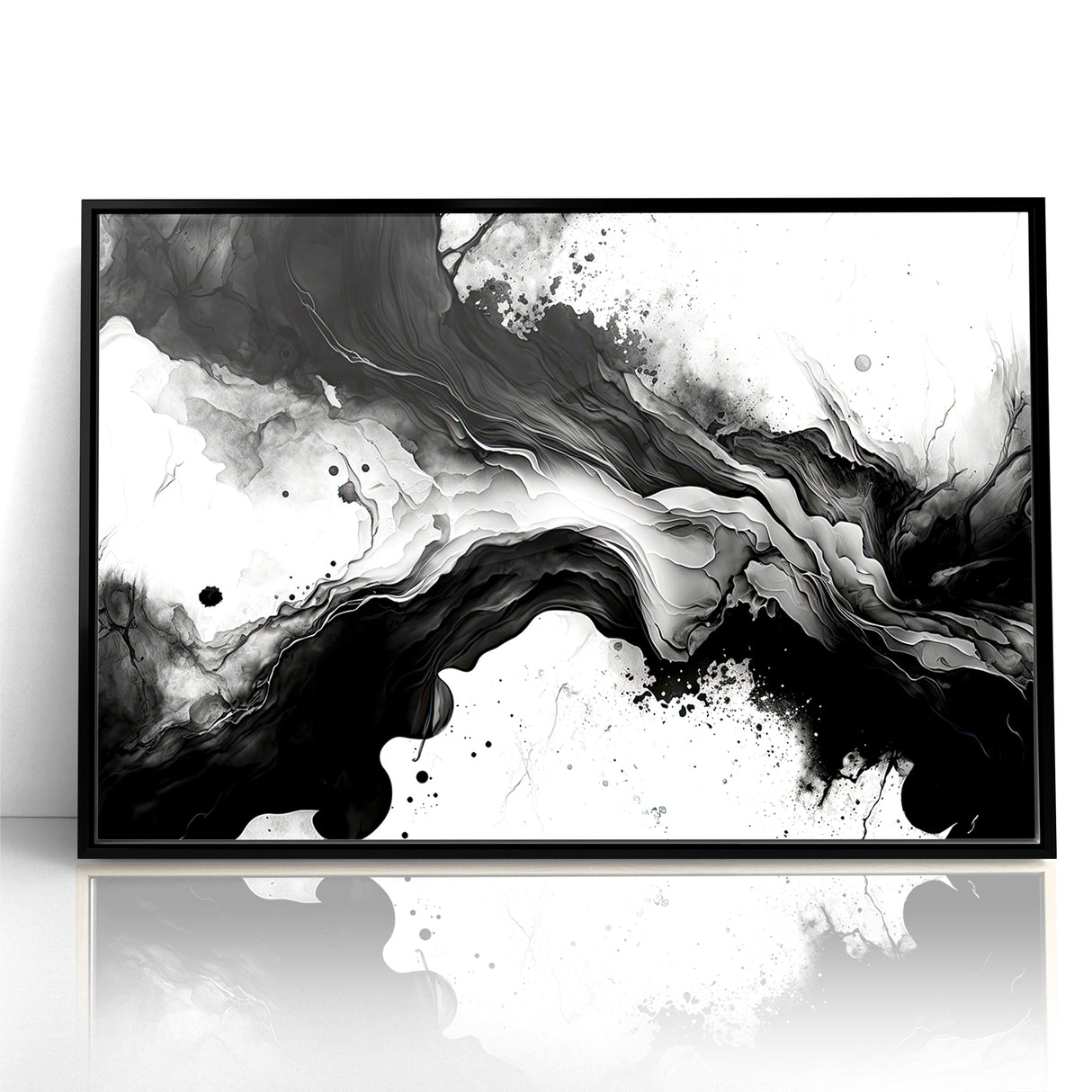 Flowing Black and White Abstract Art | Monochrome Canvas Design