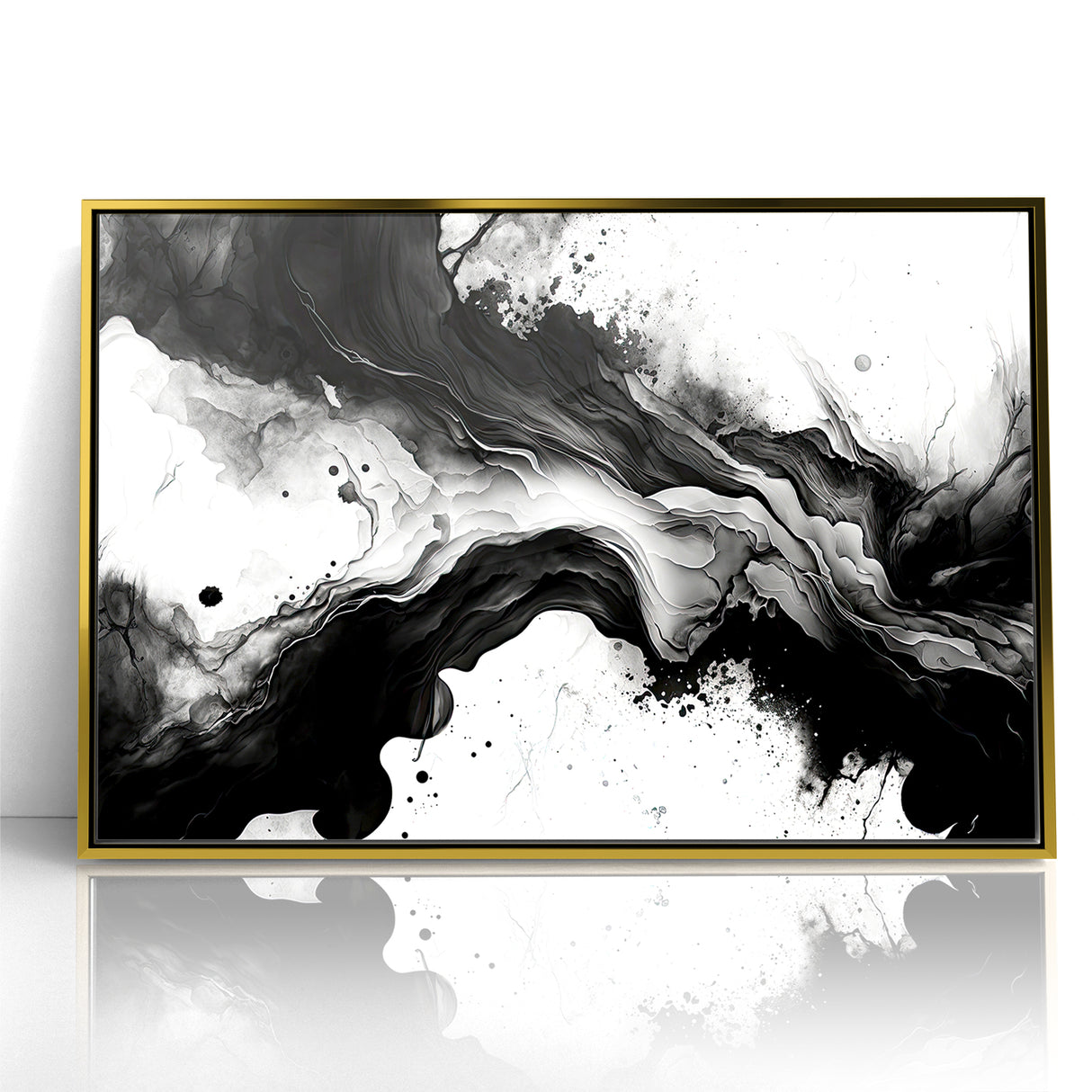 Flowing Black and White Abstract Art | Monochrome Canvas Design