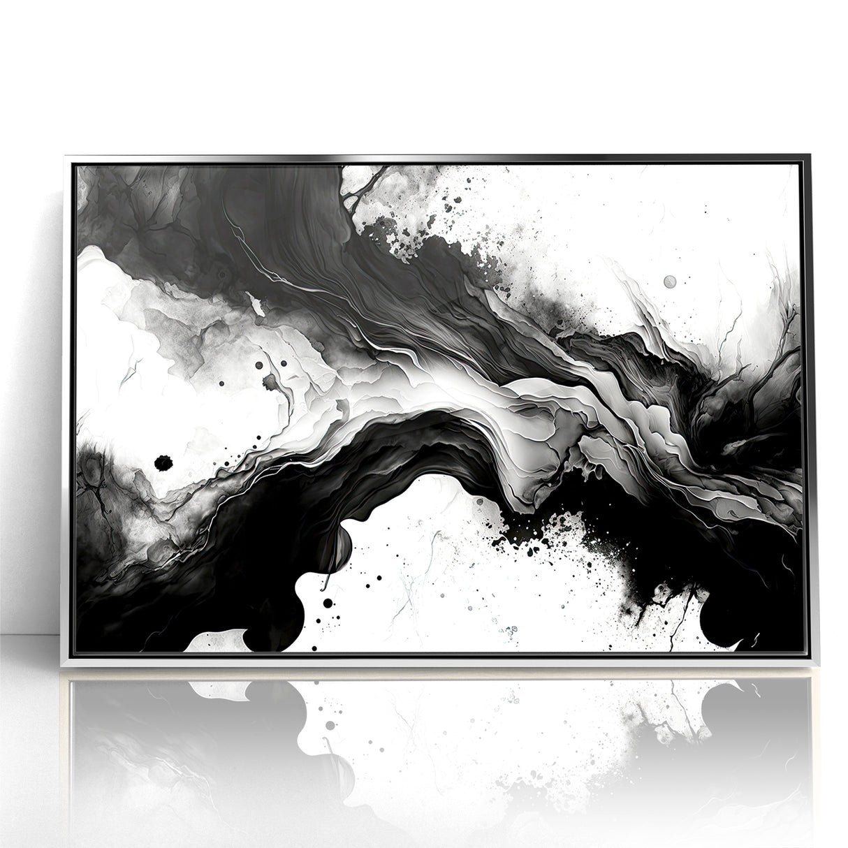 Flowing Black and White Abstract Art | Monochrome Canvas Design