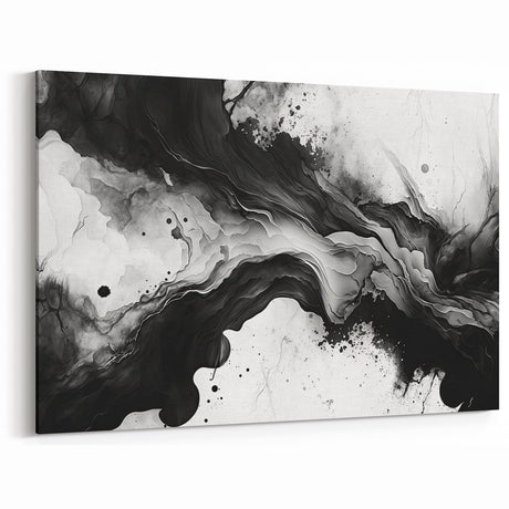 Flowing Black and White Abstract Art | Monochrome Canvas Design