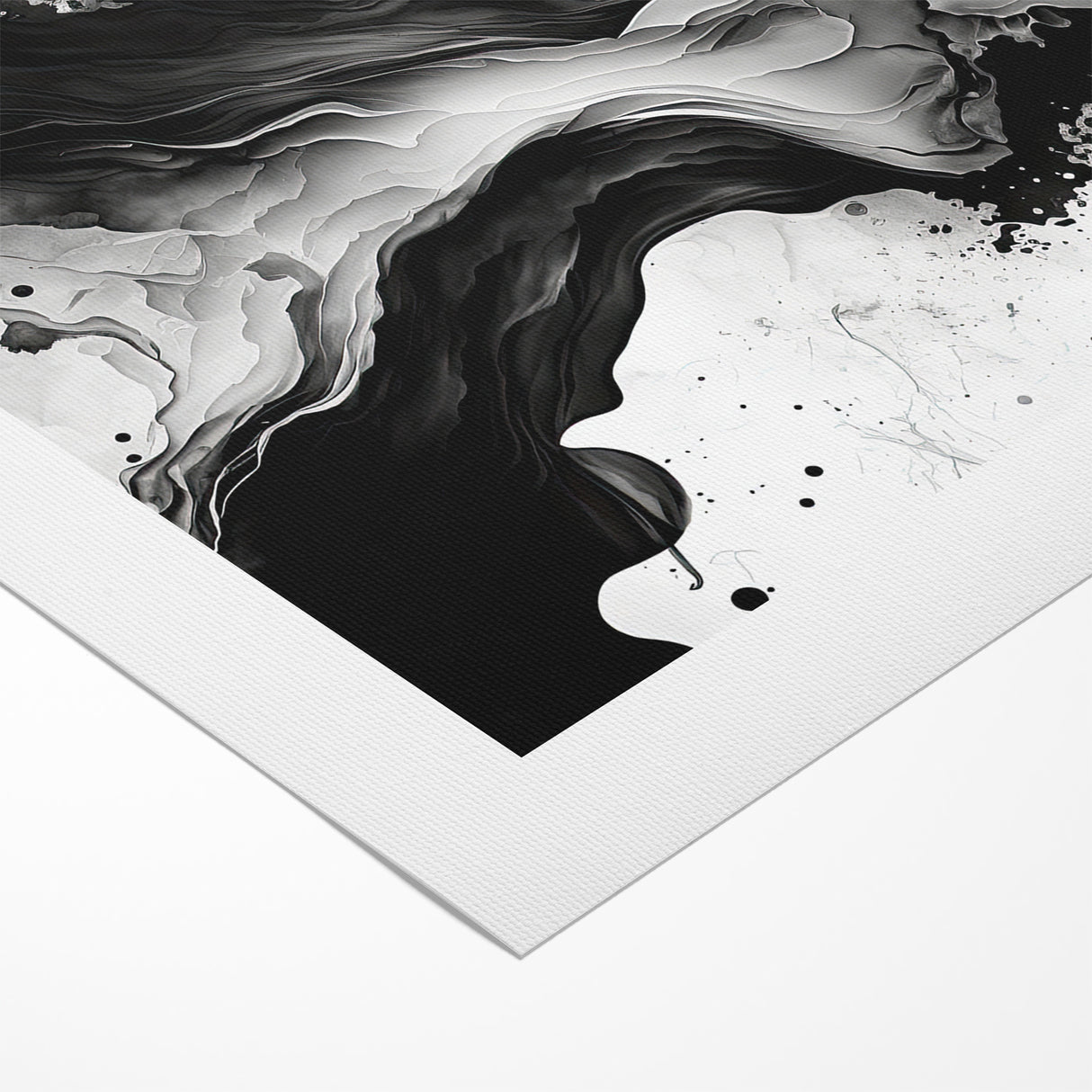 Flowing Black and White Abstract Art | Monochrome Canvas Design