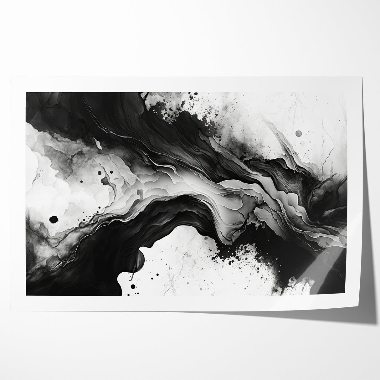 Flowing Black and White Abstract Art | Monochrome Canvas Design