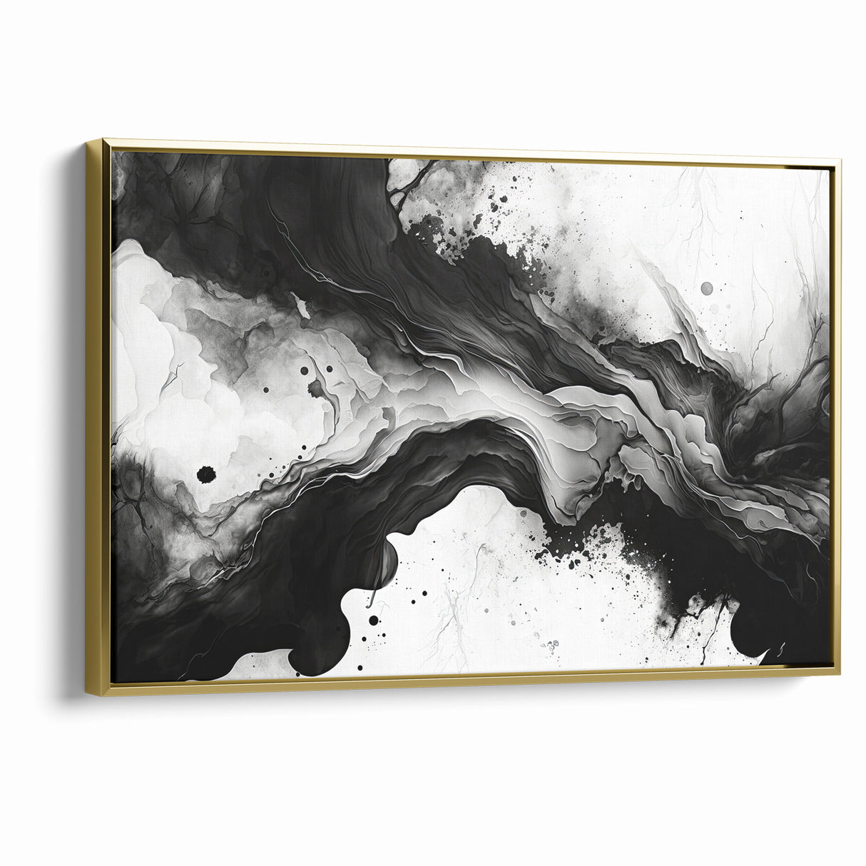 Flowing Black and White Abstract Art | Monochrome Canvas Design