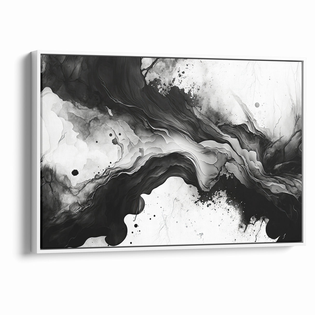 Flowing Black and White Abstract Art | Monochrome Canvas Design