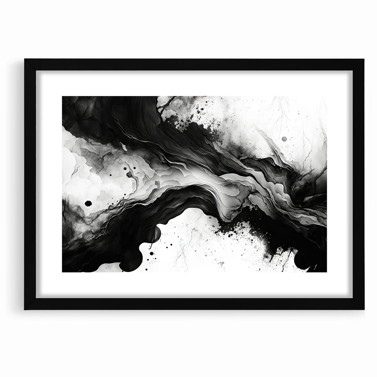 Flowing Black and White Abstract Art | Monochrome Canvas Design