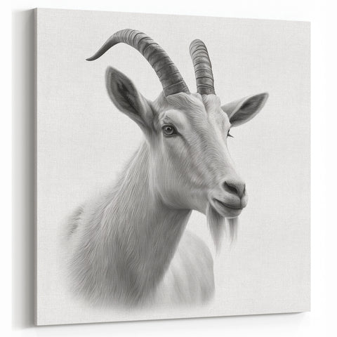 Minimalist White Antelope Portrait - Elegant Wall Art Decor