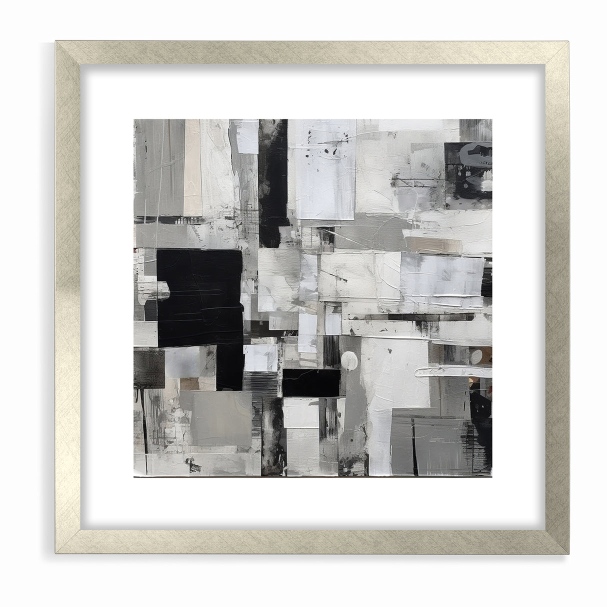 Geometric Black and White Abstract Art | Modern Monochrome Canvas