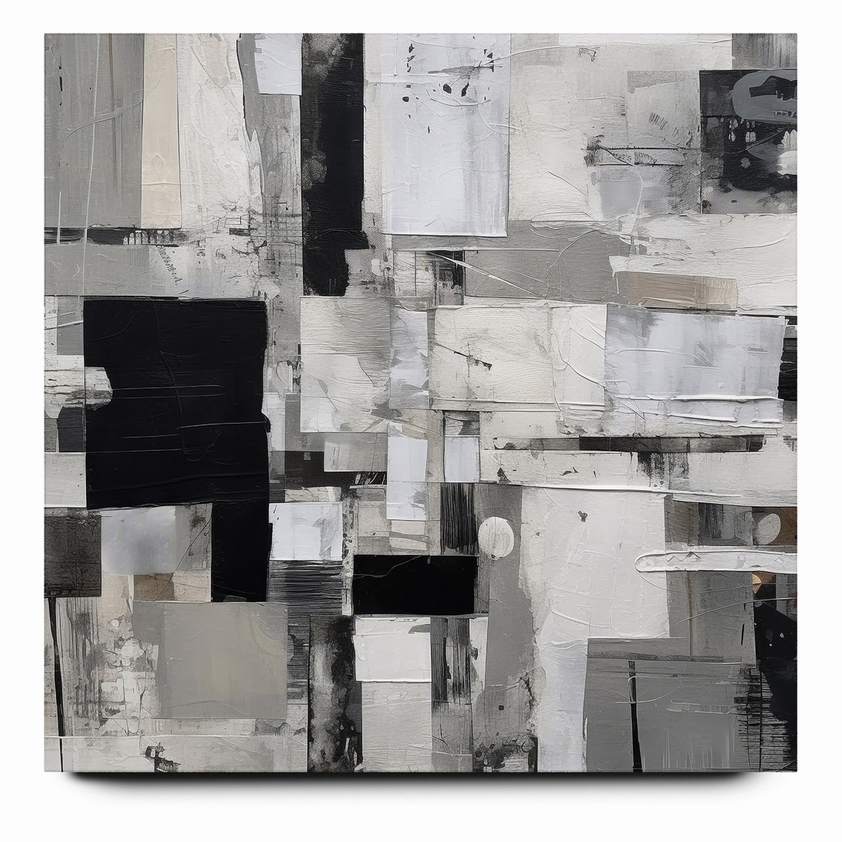 Geometric Black and White Abstract Art | Modern Monochrome Canvas