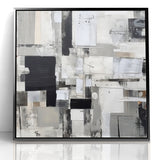 Geometric Black and White Abstract Art | Modern Monochrome Canvas