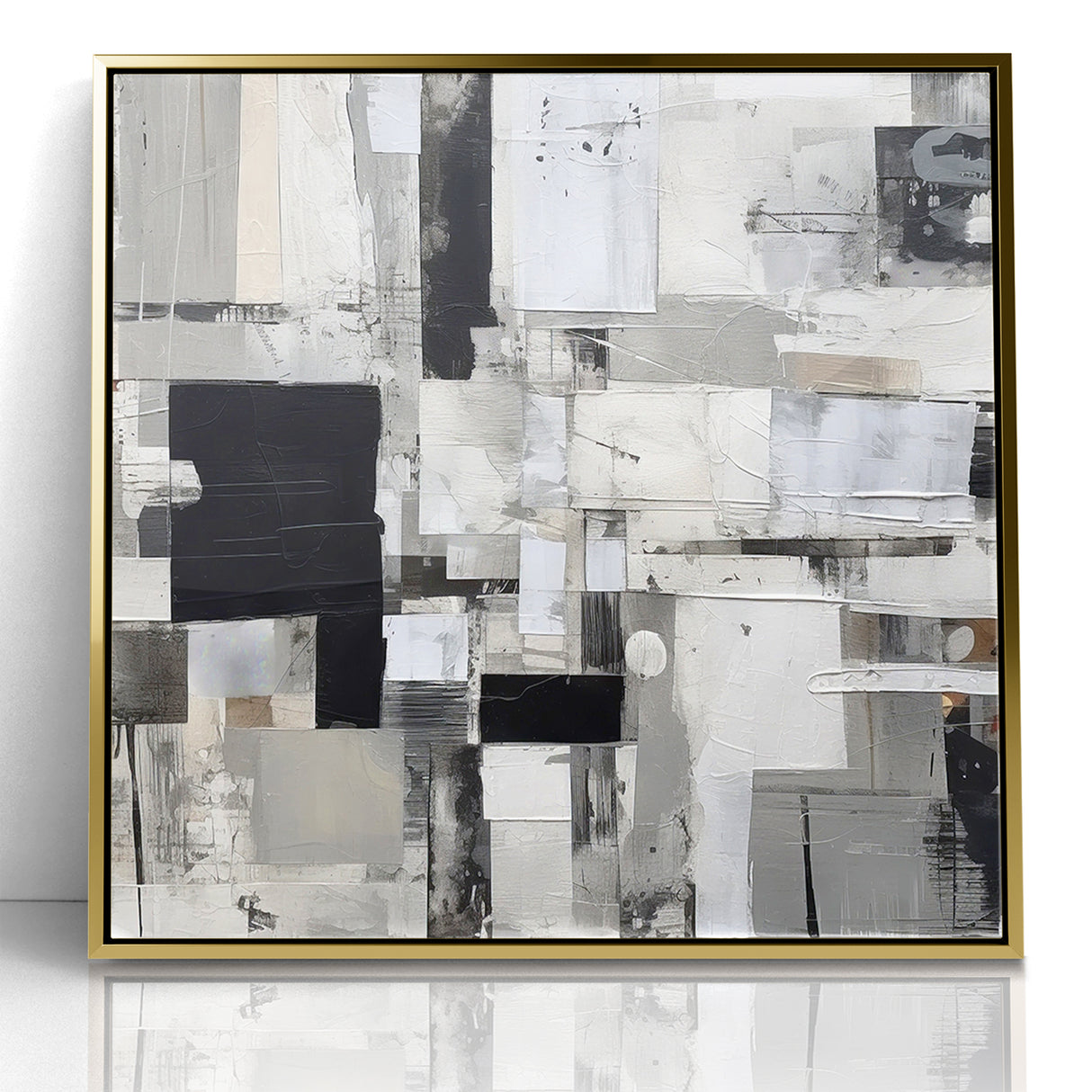 Geometric Black and White Abstract Art | Modern Monochrome Canvas