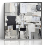 Geometric Black and White Abstract Art | Modern Monochrome Canvas