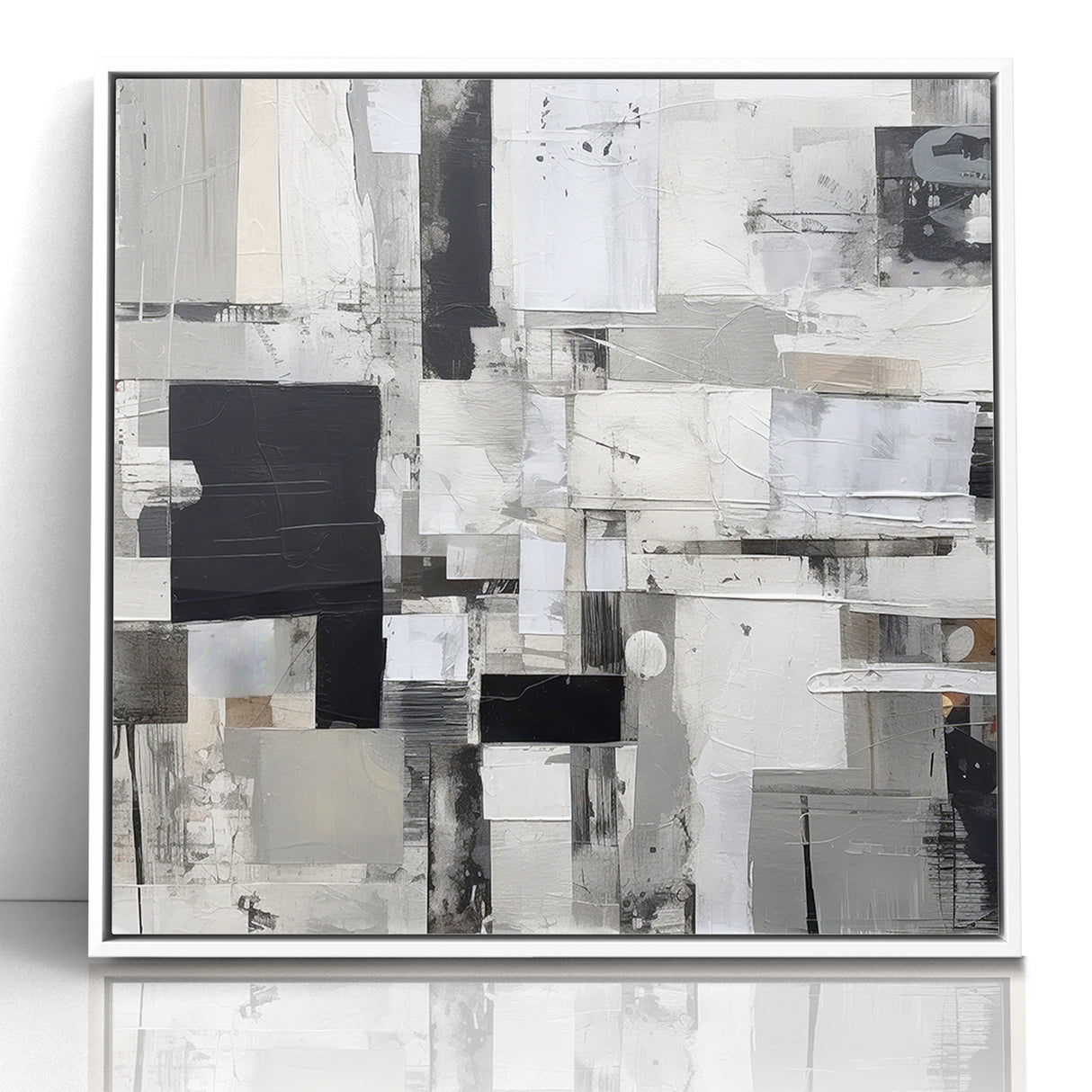 Geometric Black and White Abstract Art | Modern Monochrome Canvas