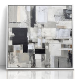 Geometric Black and White Abstract Art | Modern Monochrome Canvas