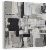 Geometric Black and White Abstract Art | Modern Monochrome Canvas