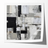 Geometric Black and White Abstract Art | Modern Monochrome Canvas