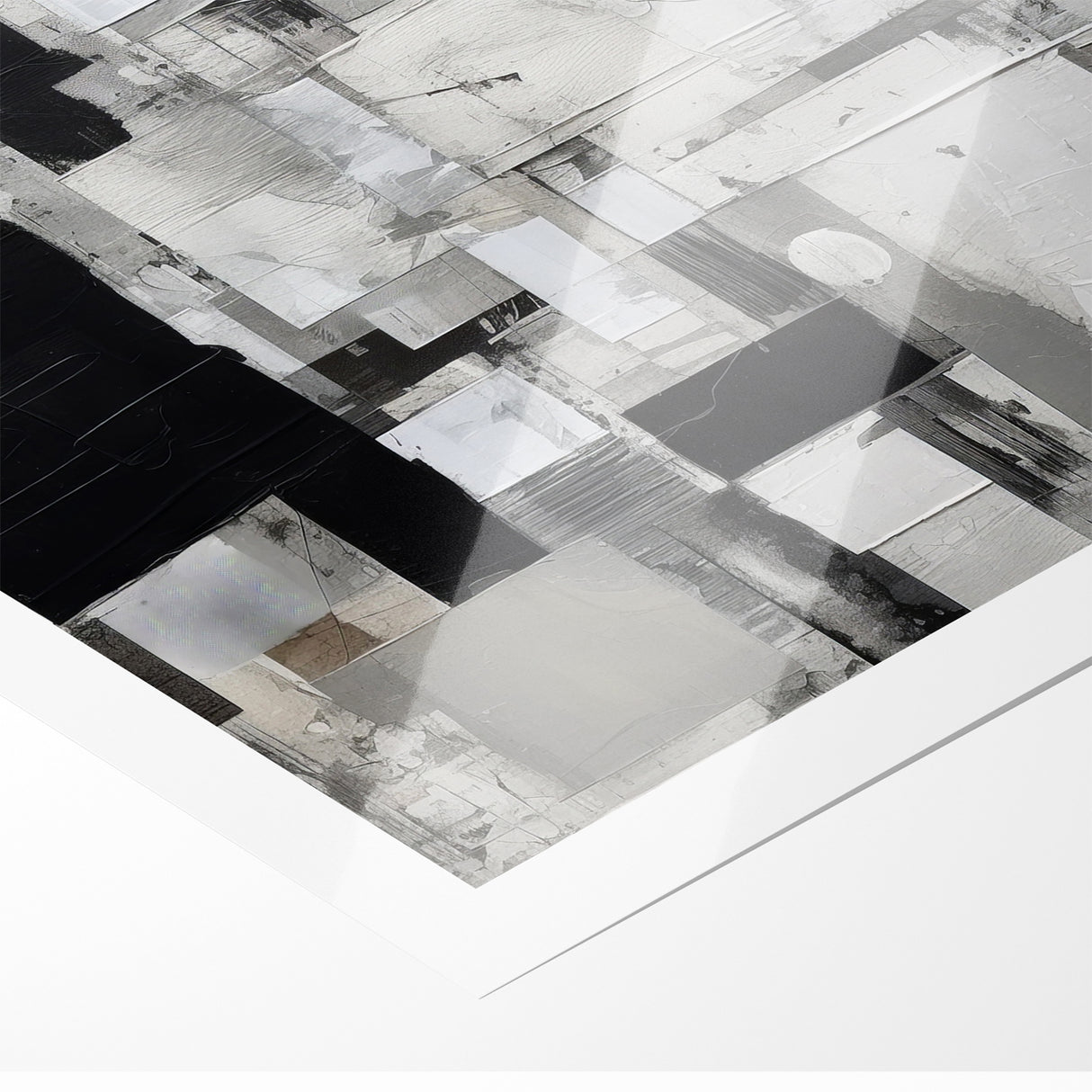 Geometric Black and White Abstract Art | Modern Monochrome Canvas
