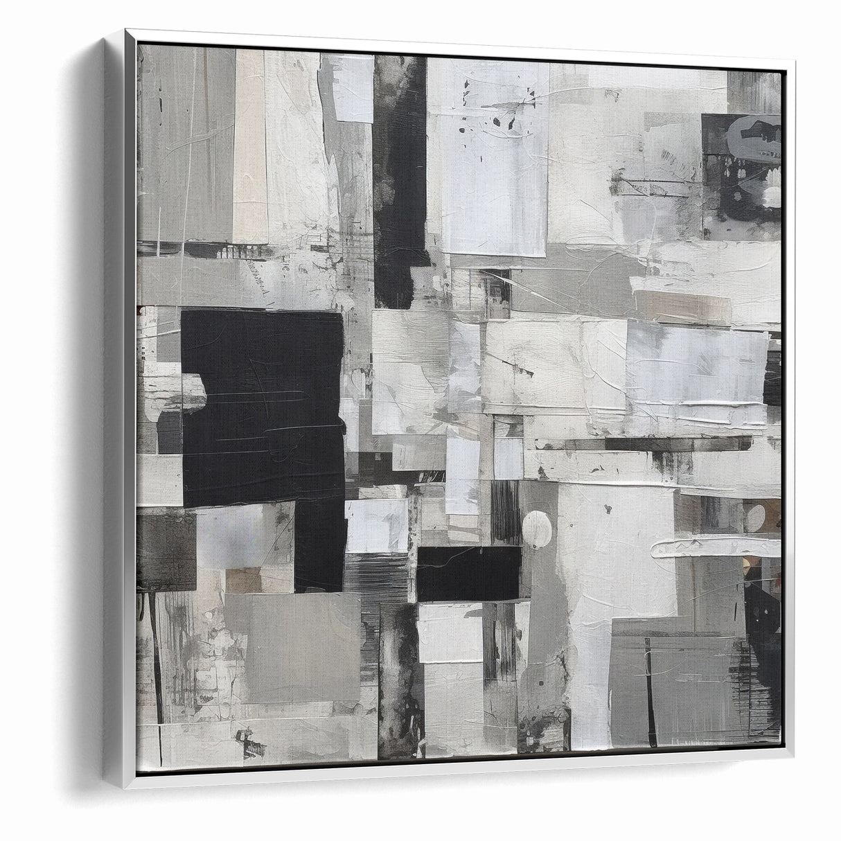 Geometric Black and White Abstract Art | Modern Monochrome Canvas