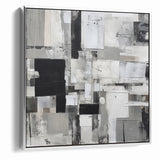 Geometric Black and White Abstract Art | Modern Monochrome Canvas
