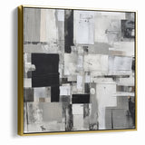 Geometric Black and White Abstract Art | Modern Monochrome Canvas