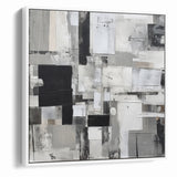 Geometric Black and White Abstract Art | Modern Monochrome Canvas