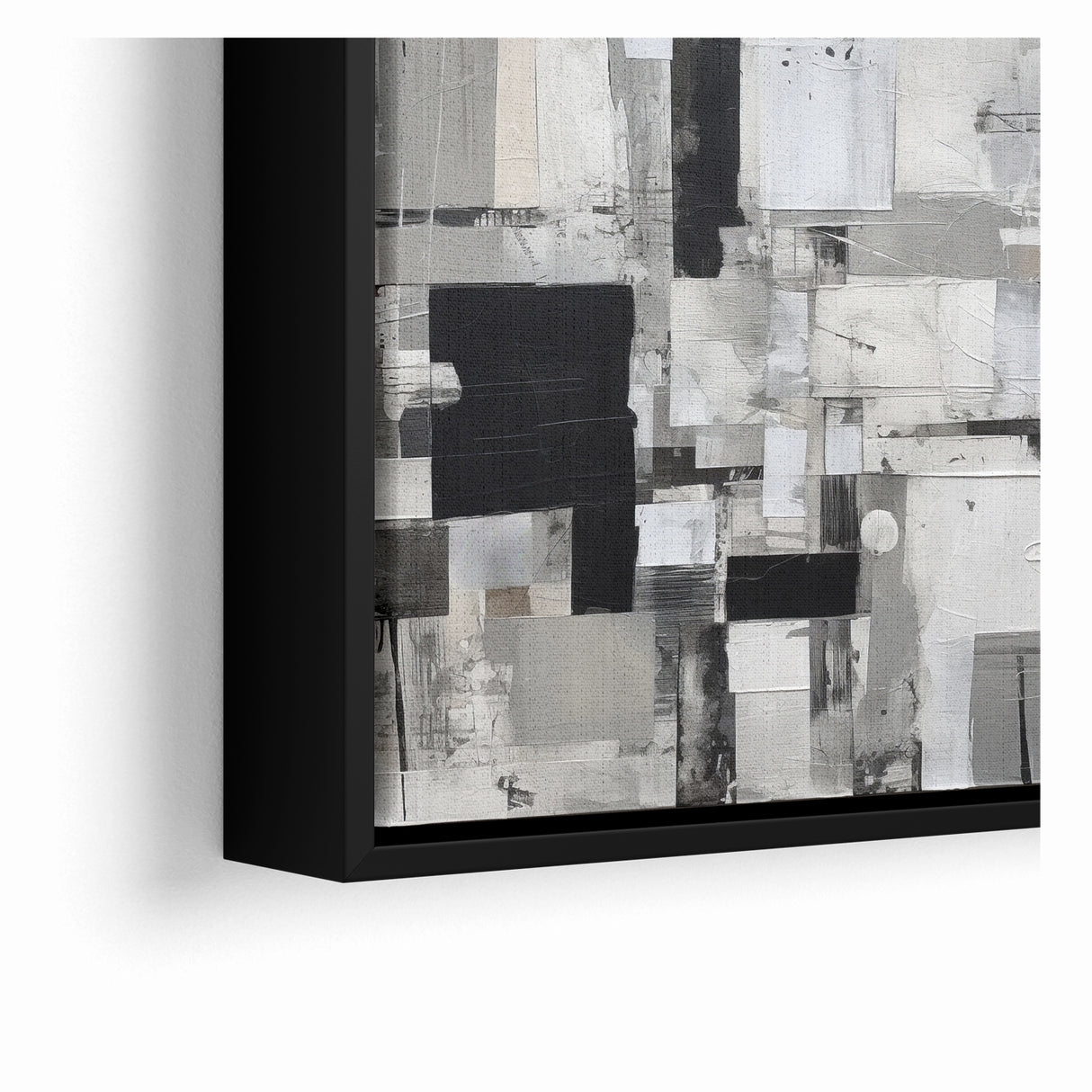 Geometric Black and White Abstract Art | Modern Monochrome Canvas