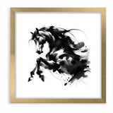 Dynamic Black and White Horse Art | Abstract Monochrome Canvas Design