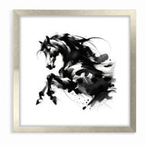 Dynamic Black and White Horse Art | Abstract Monochrome Canvas Design