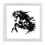 Dynamic Black and White Horse Art | Abstract Monochrome Canvas Design