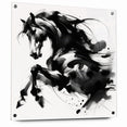 Dynamic Black and White Horse Art | Abstract Monochrome Canvas Design