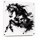 Dynamic Black and White Horse Art | Abstract Monochrome Canvas Design