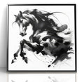 Dynamic Black and White Horse Art | Abstract Monochrome Canvas Design