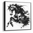 Dynamic Black and White Horse Art | Abstract Monochrome Canvas Design