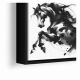 Dynamic Black and White Horse Art | Abstract Monochrome Canvas Design