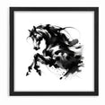 Dynamic Black and White Horse Art | Abstract Monochrome Canvas Design