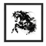 Dynamic Black and White Horse Art | Abstract Monochrome Canvas Design