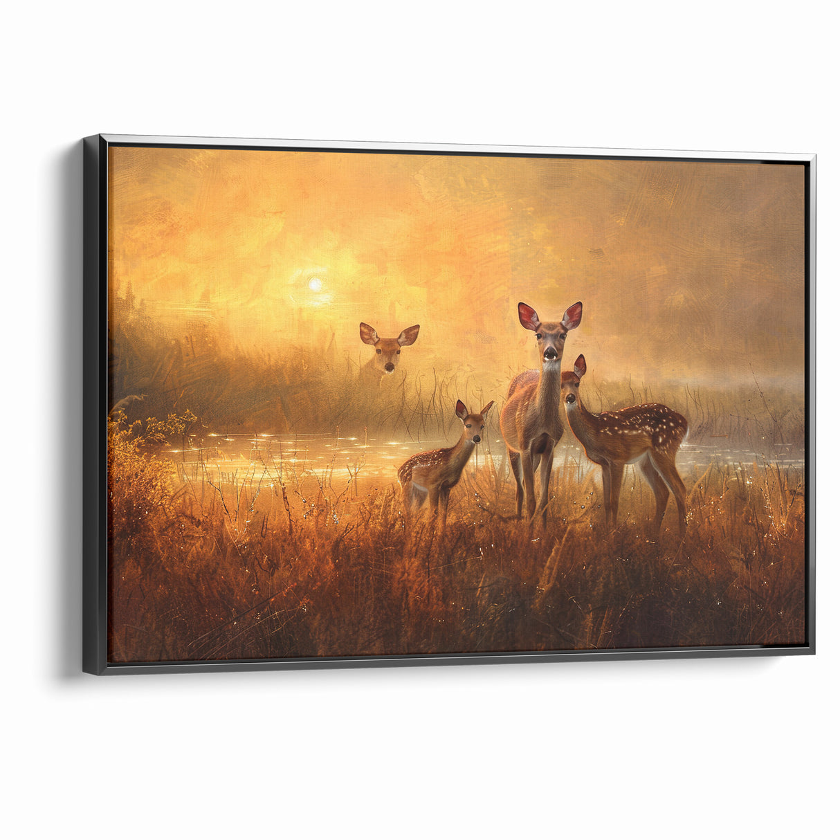 Serene Antelope Family at Sunset - Warm Nature-Inspired Wall Art