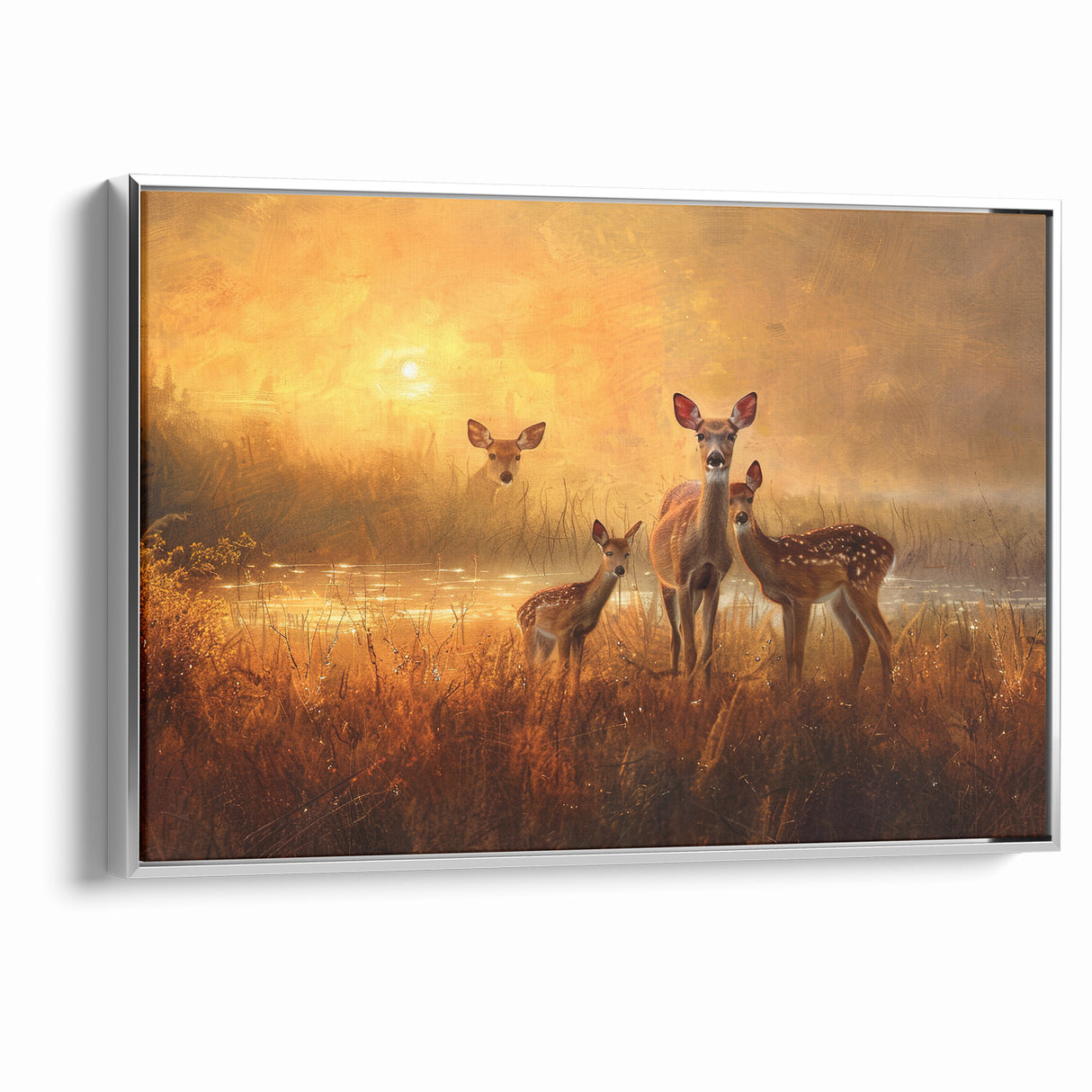 Serene Antelope Family at Sunset - Warm Nature-Inspired Wall Art