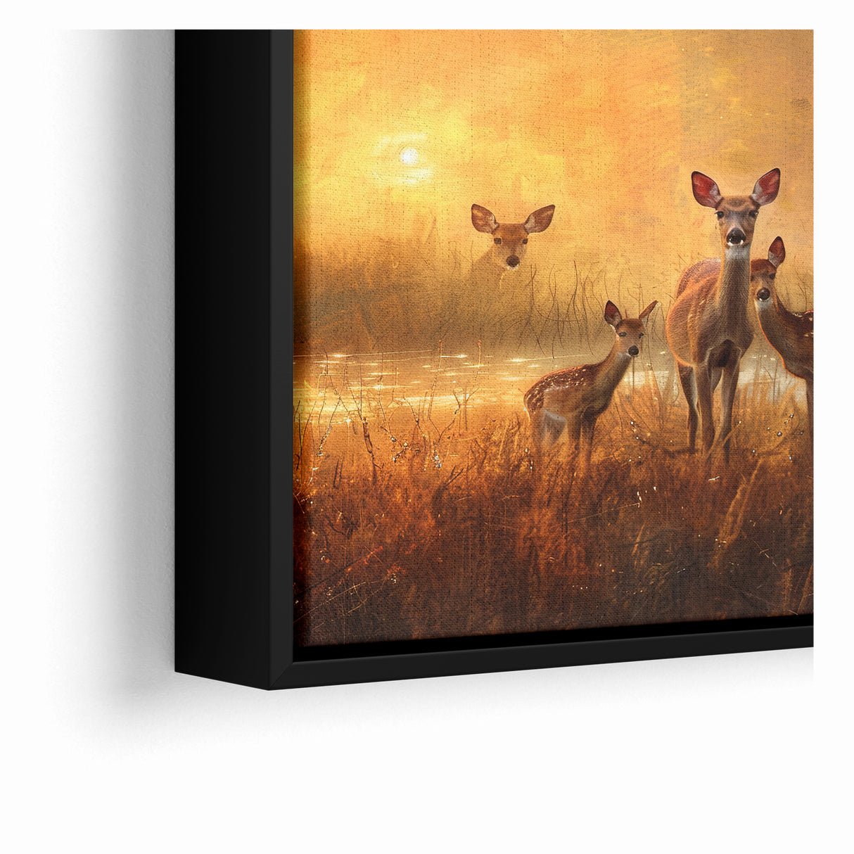 Serene Antelope Family at Sunset - Warm Nature-Inspired Wall Art