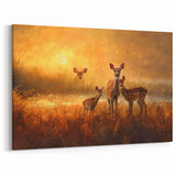 Serene Antelope Family at Sunset - Warm Nature-Inspired Wall Art