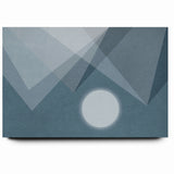 Abstract Geometric Art with Moon and Triangles on Canvas